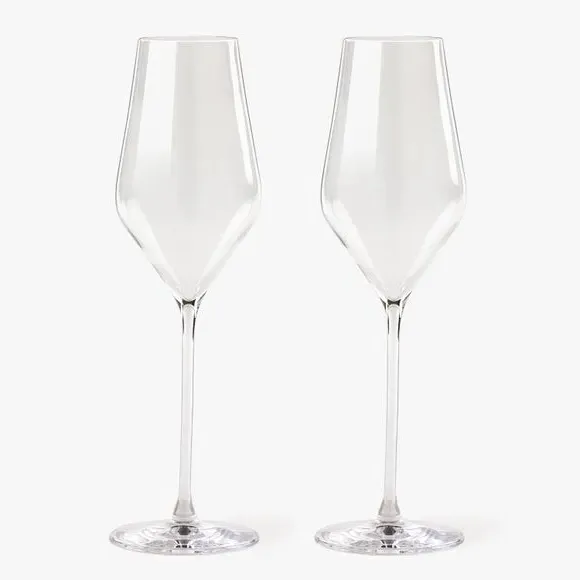 Set of 2 Flute Glasses - Clear, Crystal