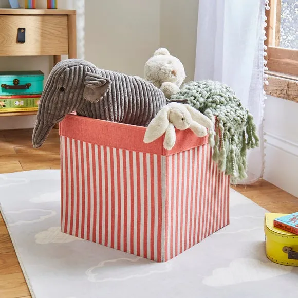 Set of 2 Foldable Storage Boxes - Coral, Striped image