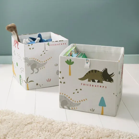Set of 2 Foldable Storage Boxes - Cream, Cotton image