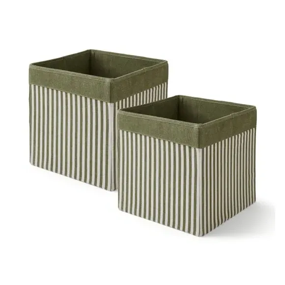 Set of 2 Foldable Storage Boxes - Olive, Fabric