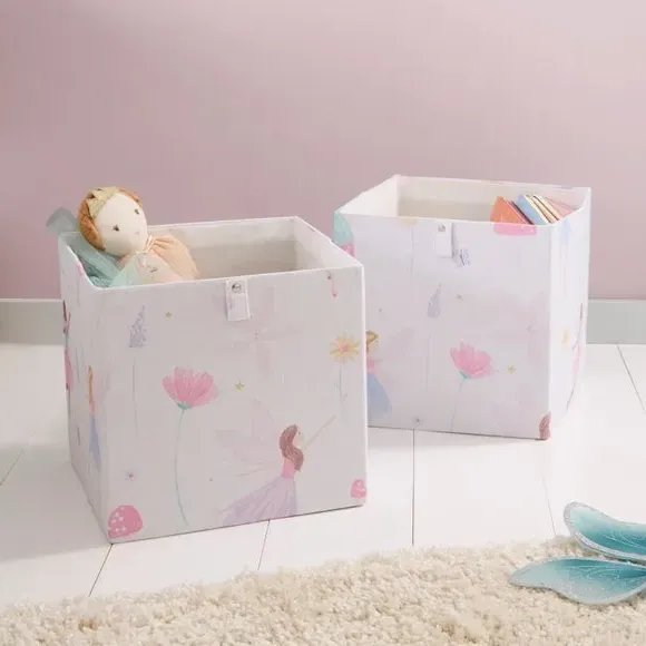 Set of 2 Foldable Storage Boxes - Pink, Cotton image