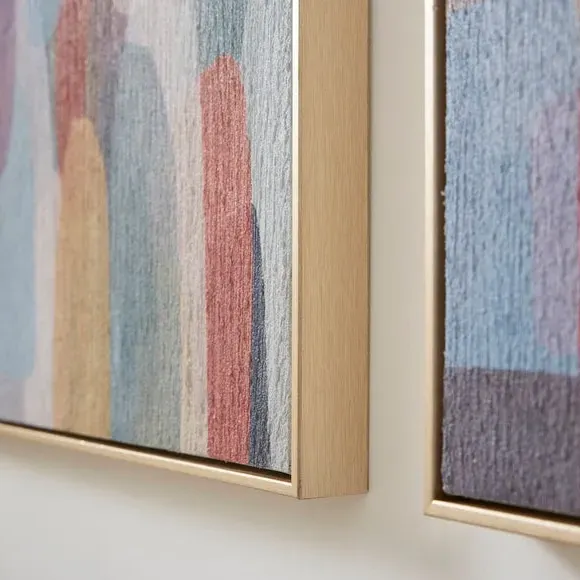 Set of 2 Framed Canvases - Multicolor, Abstract
