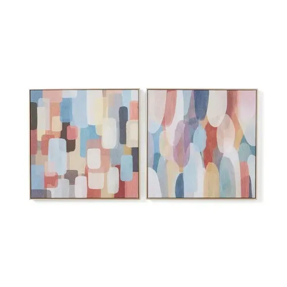 Set of 2 Framed Canvases - Multicolor, Abstract