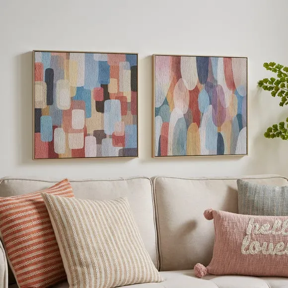 Set of 2 Framed Canvases - Multicolor, Abstract image