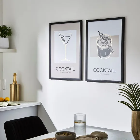 Set of 2 Framed Prints - Black, Cocktail Design image