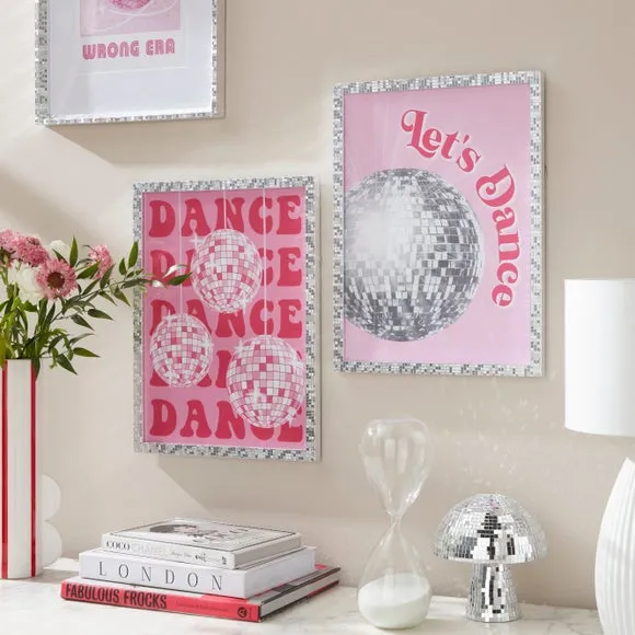 Set of 2 Framed Prints with Disco Ball Frame - Pink image