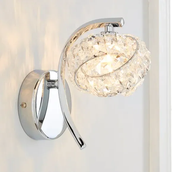 Set of 2 Glass Wall Lights - Chrome, Steel