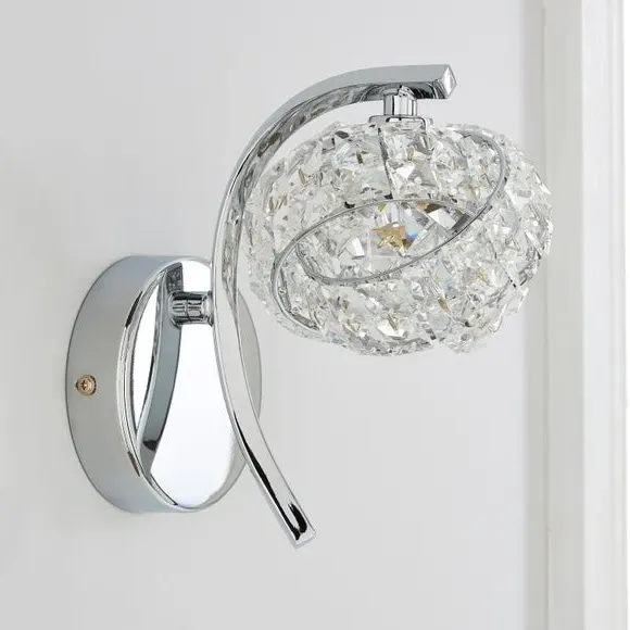 Set of 2 Glass Wall Lights - Chrome, Steel