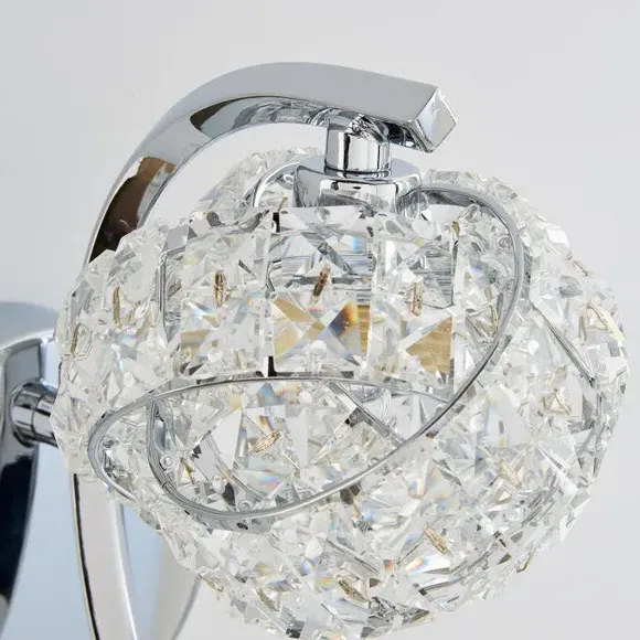 Set of 2 Glass Wall Lights - Chrome, Steel