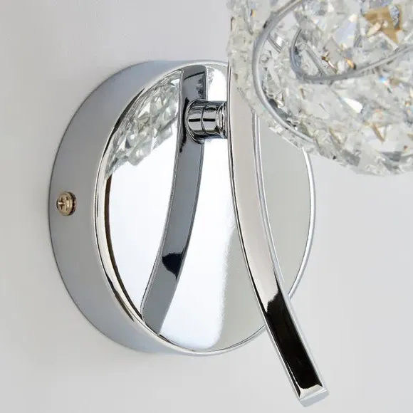 Set of 2 Glass Wall Lights - Chrome, Steel