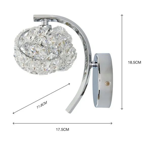 Set of 2 Glass Wall Lights - Chrome, Steel