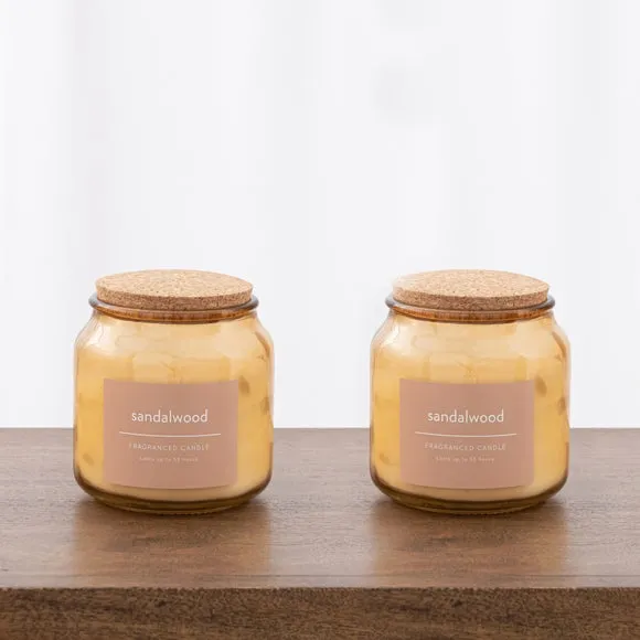 Set of 2 Jar Candles with Cork Lids - Brown image