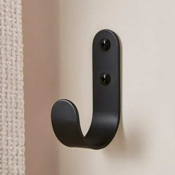 Set of 2 L-Shaped Curtain Hooks - Black