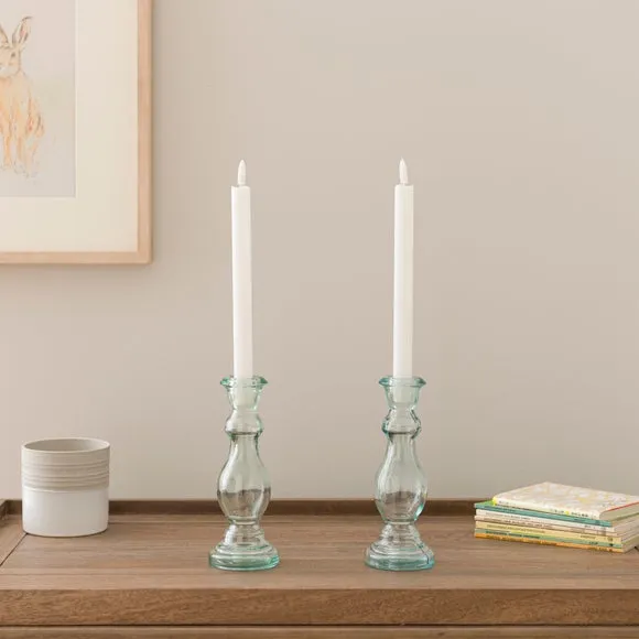 Set of 2 LED Taper Candles - White