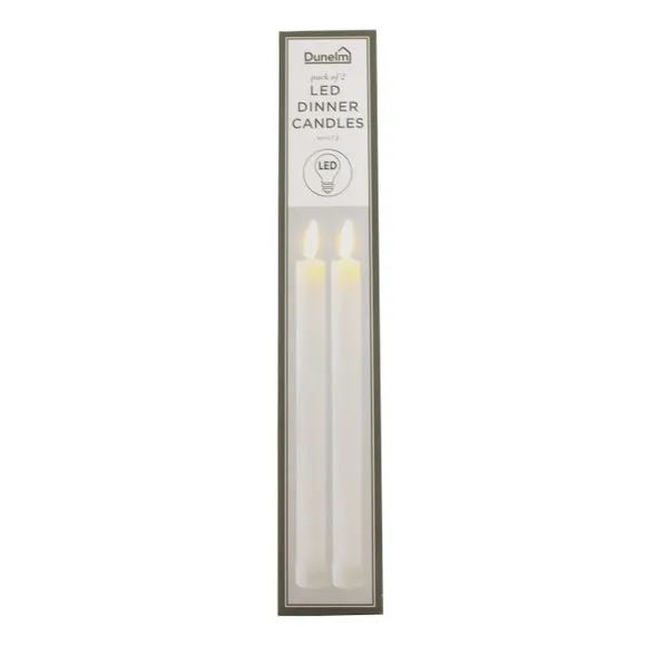 Set of 2 LED Taper Candles - White