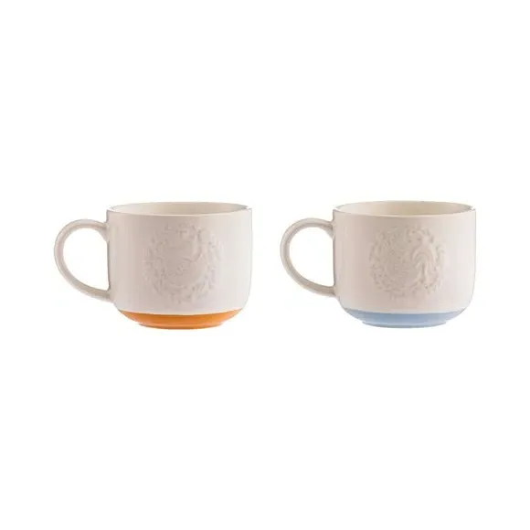 Set of 2 Mugs with Farmyard Design - Stoneware