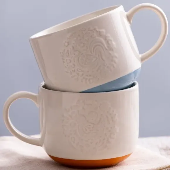 Set of 2 Mugs with Farmyard Design - Stoneware image