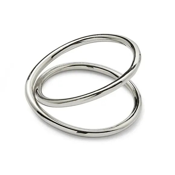Set of 2 Napkin Rings Cross Design - Silver