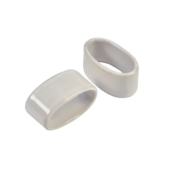 Set of 2 Napkin Rings - White, Stoneware