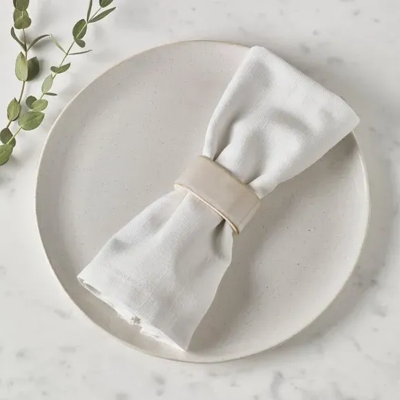 Set of 2 Napkin Rings - White, Stoneware image