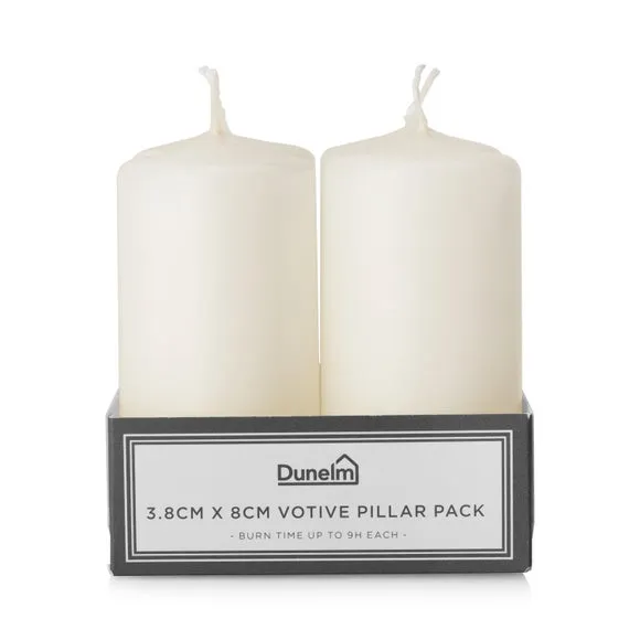 Set of 2 Pillar Candles - Cream