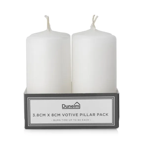 Set of 2 Pillar Candles - White