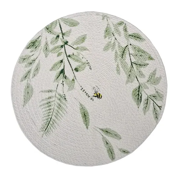 Set of 2 Placemats Floral Design - Sage, Cotton