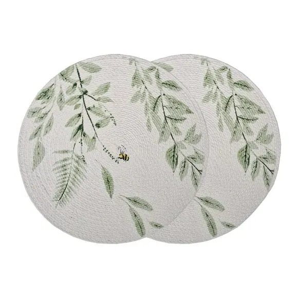Set of 2 Placemats Floral Design - Sage, Cotton image