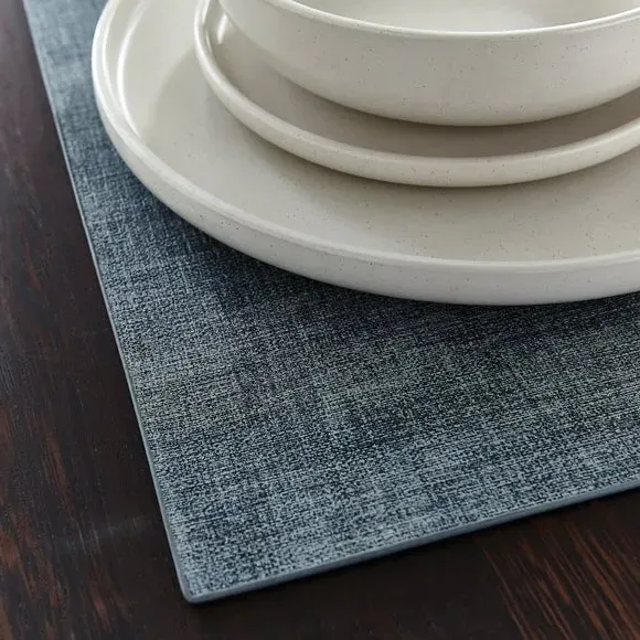Set of 2 Placemats - Grey, Faux Leather