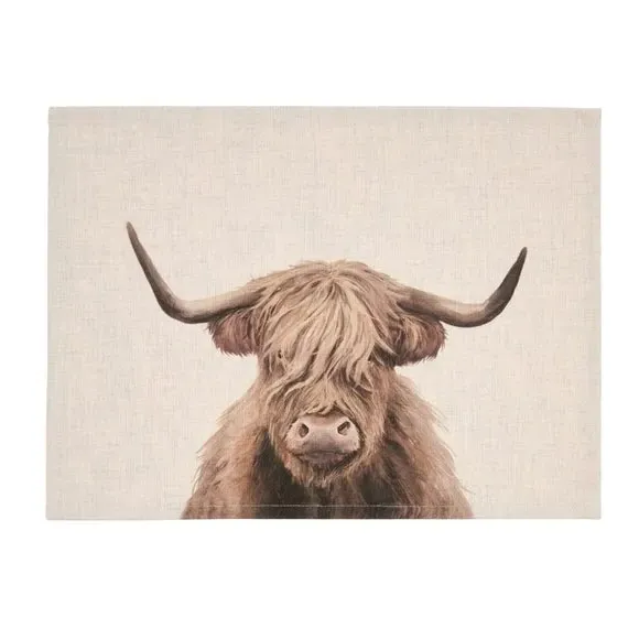 Set of 2 Placemats Highland Cow - Natural