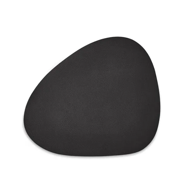 Set of 2 Placemats Pebble Design - Black, Faux Leather