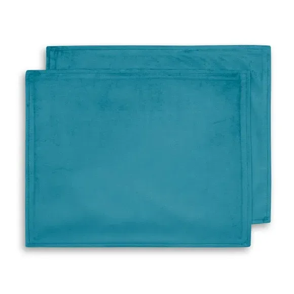 Set of 2 Placemats - Teal, Recycled Velour