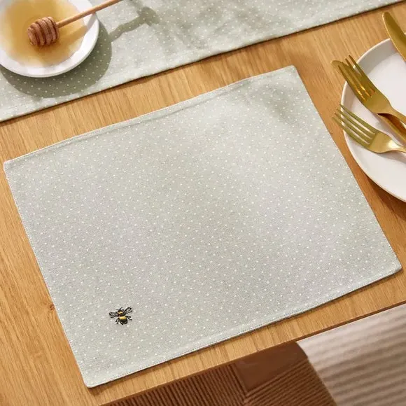 Set of 2 Placemats with Bee Print - Sage, Cotton image