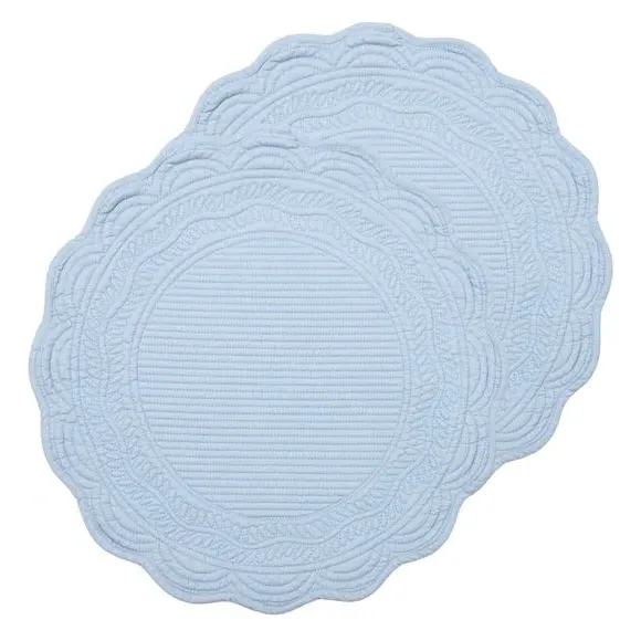 Set of 2 Quilted Placemats - Blue, Cotton image