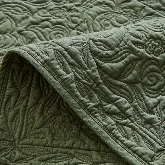 Set of 2 Quilted Placemats - Olive, Cotton