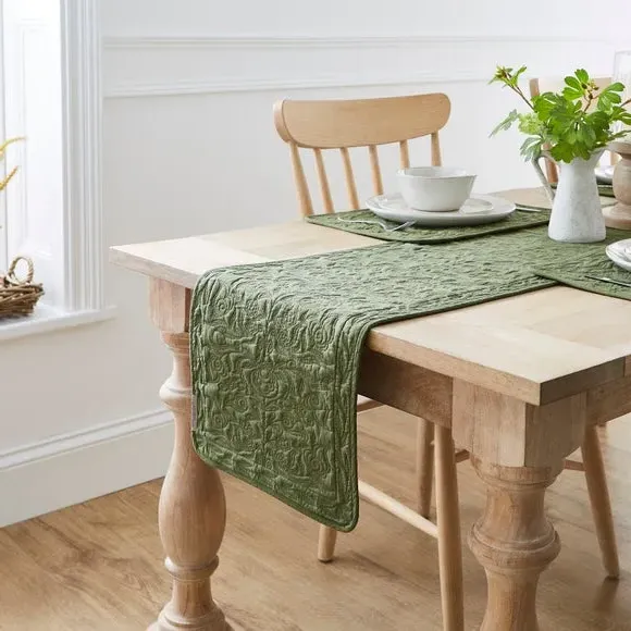 Set of 2 Quilted Placemats - Olive, Cotton