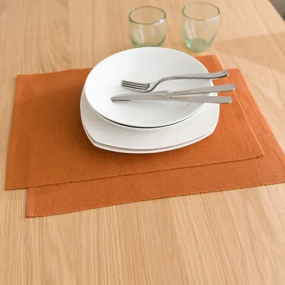 Set of 2 Ribbed Placemats - Butterscotch, Recycled Fibre