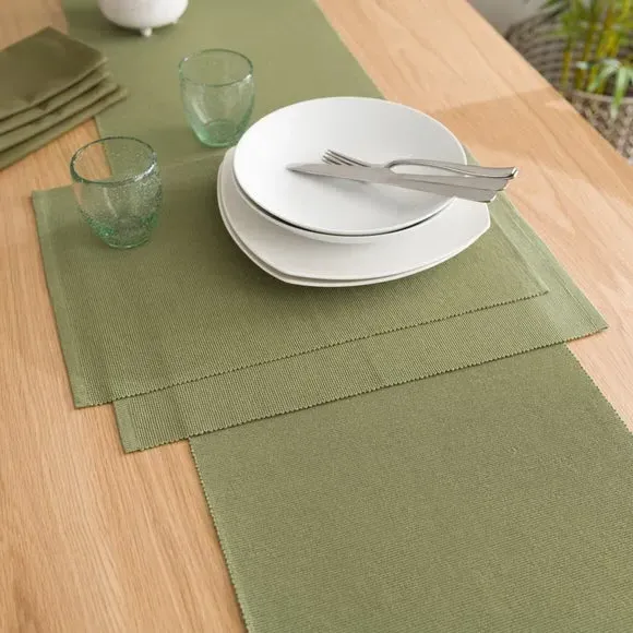 Set of 2 Ribbed Placemats - Olive, Recycled Fibre