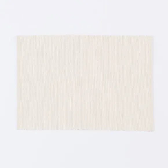 Set of 2 Ribbed Placemats - White Sand, Recycled Fibre