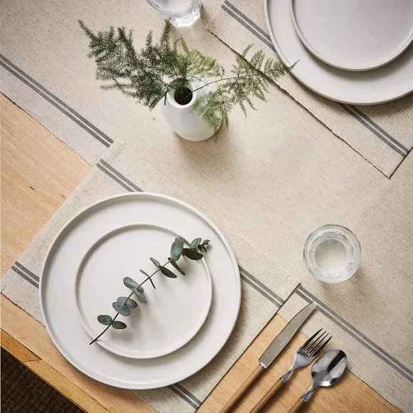 Set of 2 Ribbed Striped Placemats - Grey, Cotton image