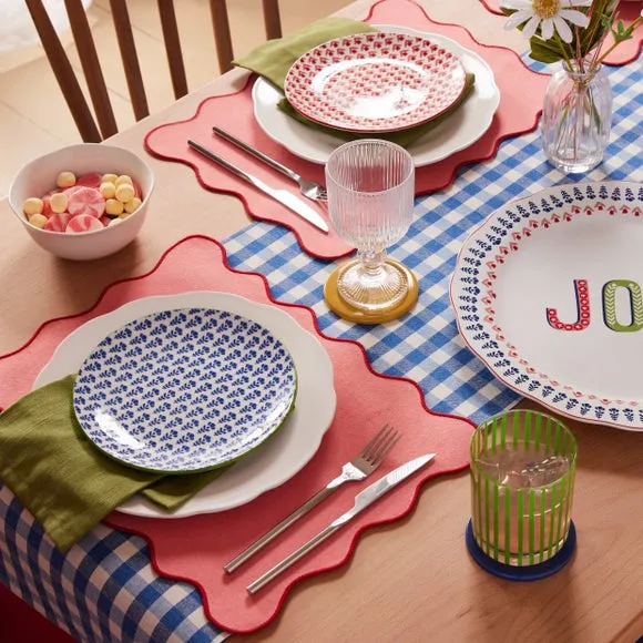 Set of 2 Scalloped Placemats - Pink, Cotton