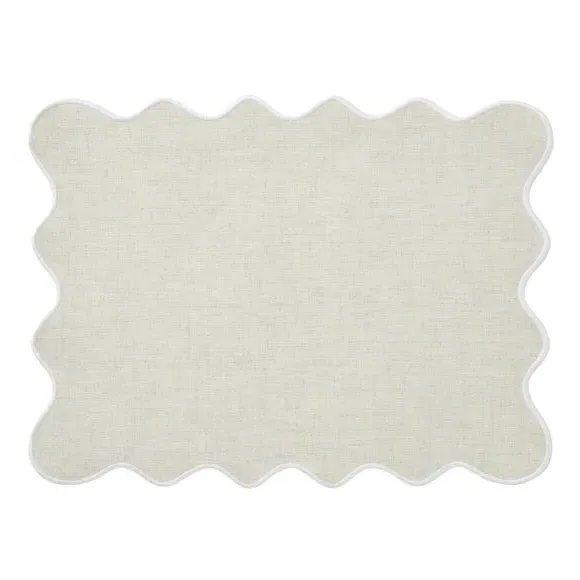 Set of 2 Scalloped Placemats - White, Cotton
