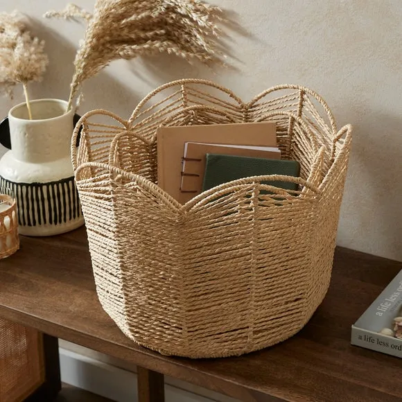 Set of 2 Scalloped Storage Baskets - Natural