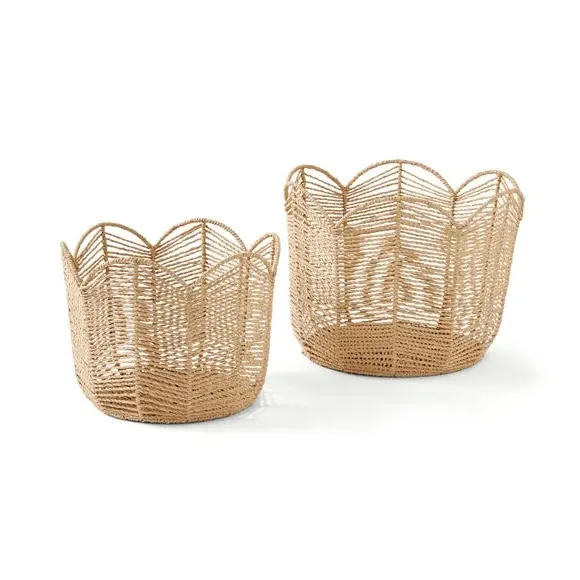 Set of 2 Scalloped Storage Baskets - Natural