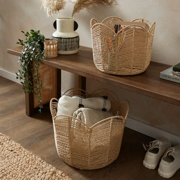 Set of 2 Scalloped Storage Baskets - Natural image