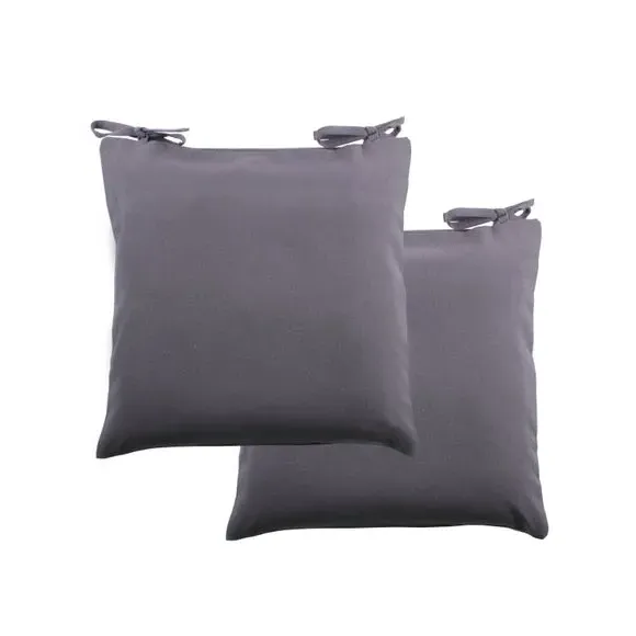 Set of 2 Seat Pad Covers - Charcoal, Polycotton