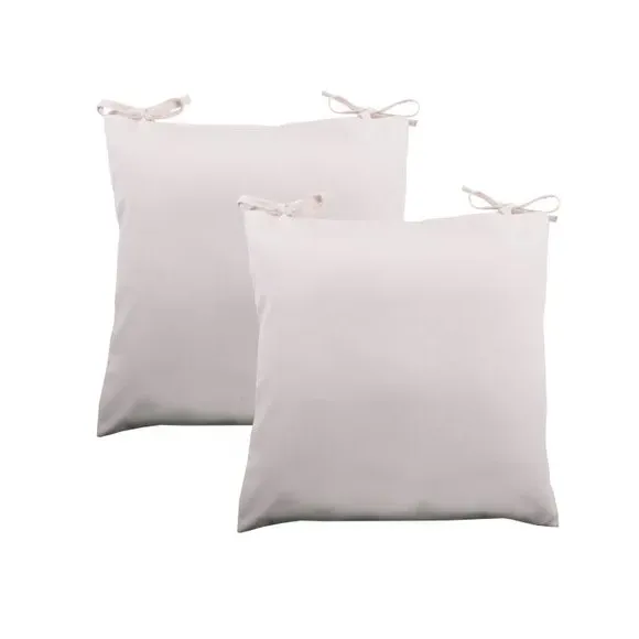Set of 2 Seat Pad Covers - Cream, Polycotton