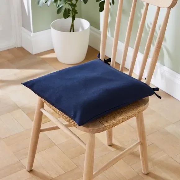 Set of 2 Seat Pad Covers - Navy, Polycotton
