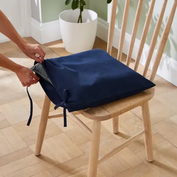 Set of 2 Seat Pad Covers - Navy, Polycotton