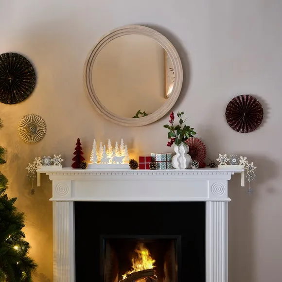 Set of 2 Snowflake Decorations - Silver, Wood